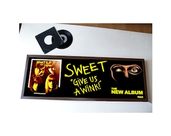 THE Sweet Give Us A Wink Werbeposter, Lyric Sheet, Pop,Rock,Jazz,Metal,Soul,Rock,Disco,glam,sweet,bowie,roxy music,suzi quatro