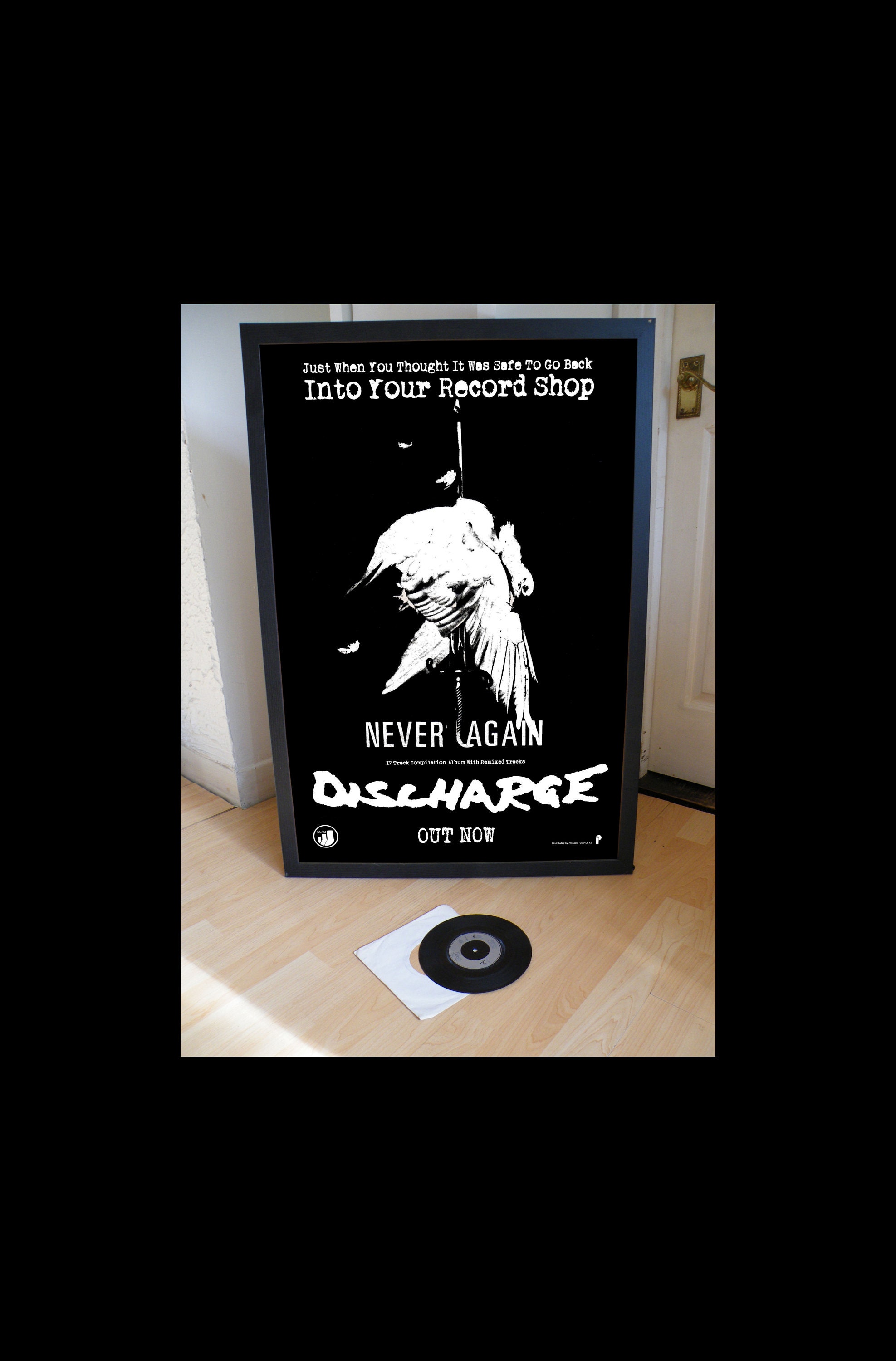 DISCHARGE nie wieder Werbeplakat, Pop, Rock, Jazz, Metall, Hip-Hop, Soul, Land, Disco, Punk, neue Welle, Sex Pistolen, Zusammenstoß, verdammt, crass