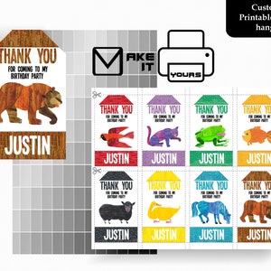 Brown Bear Thank You Hang Tag, Brown Bear Birthday, Brown Bear Party, Brown Bear Printable, Brown Bear Digital, Brown Bear Personalized