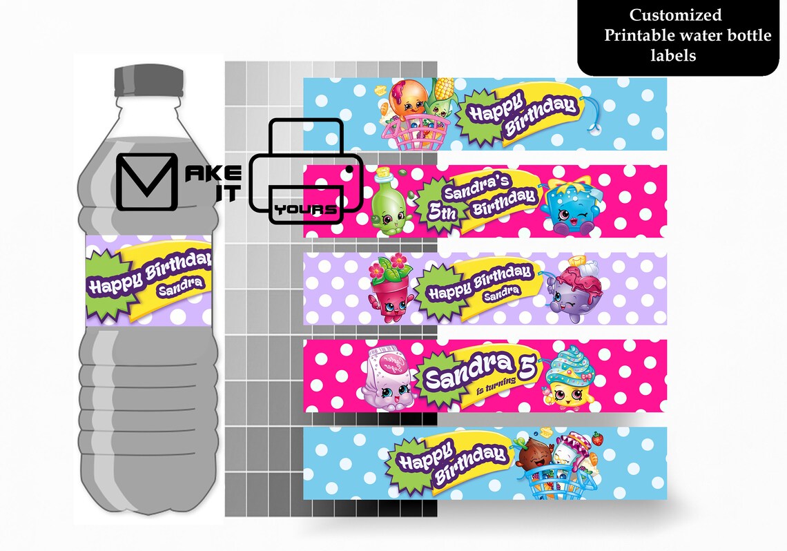 Shopkins Water Bottle Label Shopkins Birthday Shopkins - Etsy