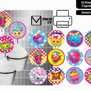 Shopkins cupcake toppers, Shopkins cake toppers, Shopkins pegatinas de 2 pulgadas, Shopkins, fiesta de Shopkins, Shopkins imprimible, cumpleaños de Shopkins