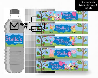 Peppa Pig water bottle label, Peppa Pig Birthday, Peppa Pig Party, Peppa Pig Printable, Peppa Pig Digital, Digital bottle label,Personalized