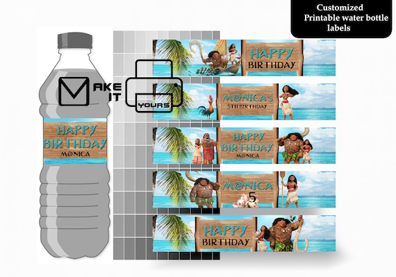 Moana Water Bottle Label, Moana Birthday, Moana Party, Moana Printable,  Moana Label, Digital Bottle Label, Moana Juice Bottle 