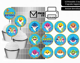 Baby Shark Cupcake Toppers Etsy