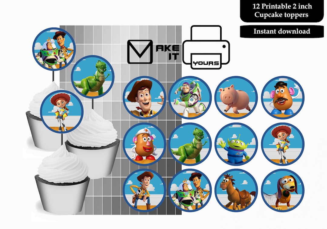 Toy Story Cupcake Toppers, Toy Story Cake Toppers, Toy Story 2 Inch ...