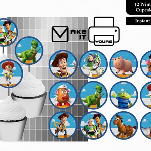 Adornos para cupcakes de Toy Story, adornos para tartas de Toy Story, pegatinas de 2 pulgadas de Toy Story, Toy Story, fiesta de Toy Story, Toy Story imprimible, archivo instantáneo