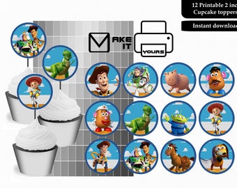 Adornos para cupcakes de Toy Story, adornos para tartas de Toy Story, pegatinas de 2 pulgadas de Toy Story, Toy Story, fiesta de Toy Story, Toy Story imprimible, archivo instantáneo