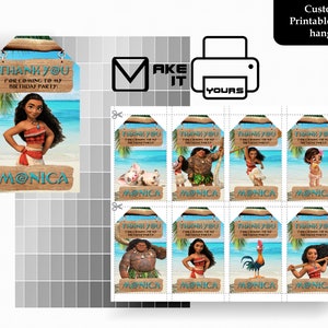 Moana Thank You Hang Tag, Moana Birthday, Moana Party, Moana Printable, Moana Digital, , Moana Digital Hang Tag, Moana Personalized Tag