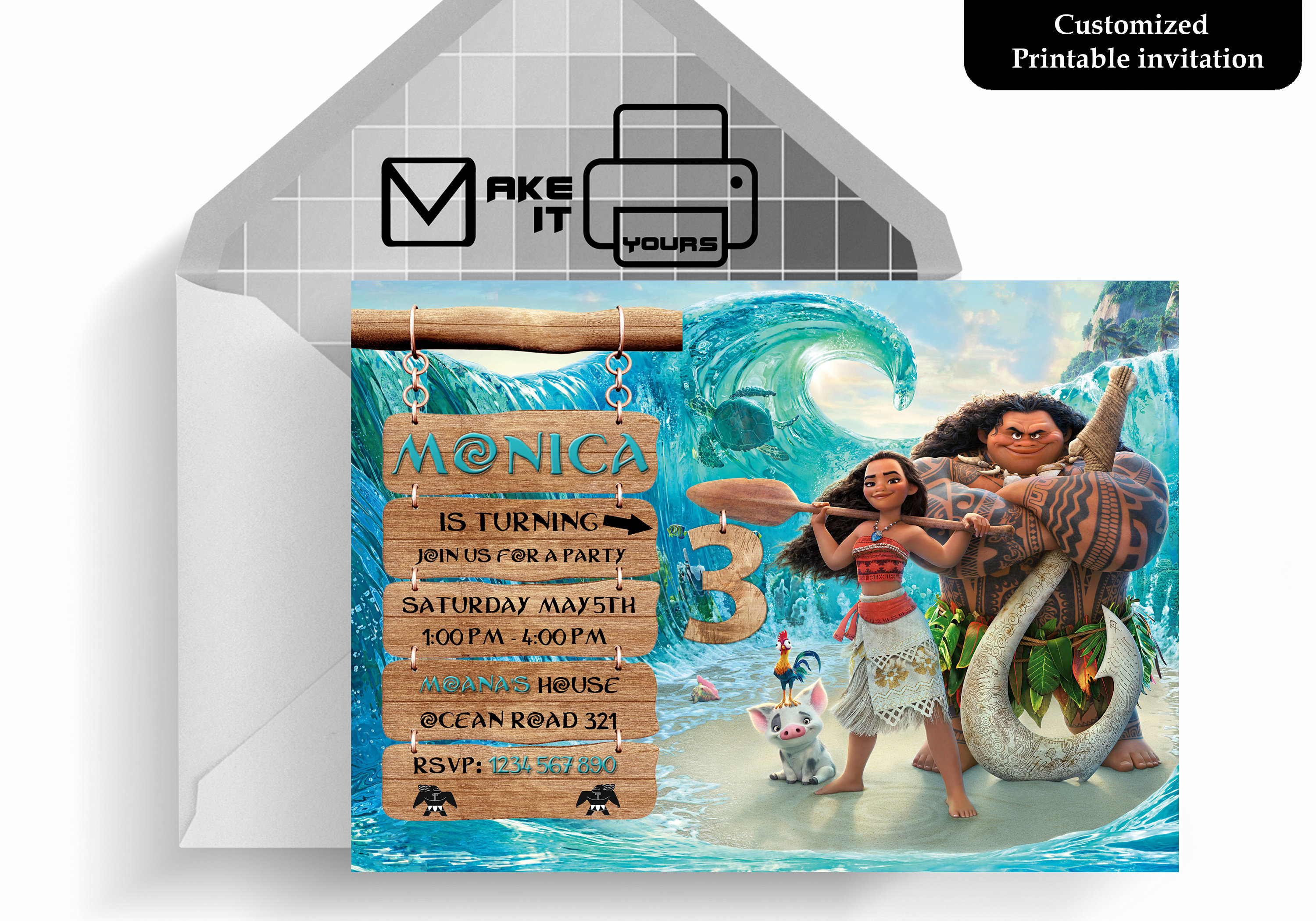 Moana Invitation Moana Birthday Moana Invite Moana Party - Etsy