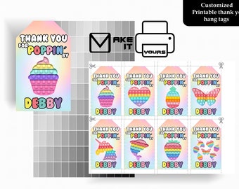 Pop It Thank You Hang Tag, Pop It Fidget Birthday, Pop It Party, Pop It Fidget Printable, Pop It Digital, Pop It Fidget Toy Party