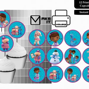 Doc Mcstuffins cupcake toppers, Doc Mcstuffins verjaardag, Doc Mcstuffins taart toppers, Doc Mcstuffins 2 inch stickers, Doc Mcstuffins partij