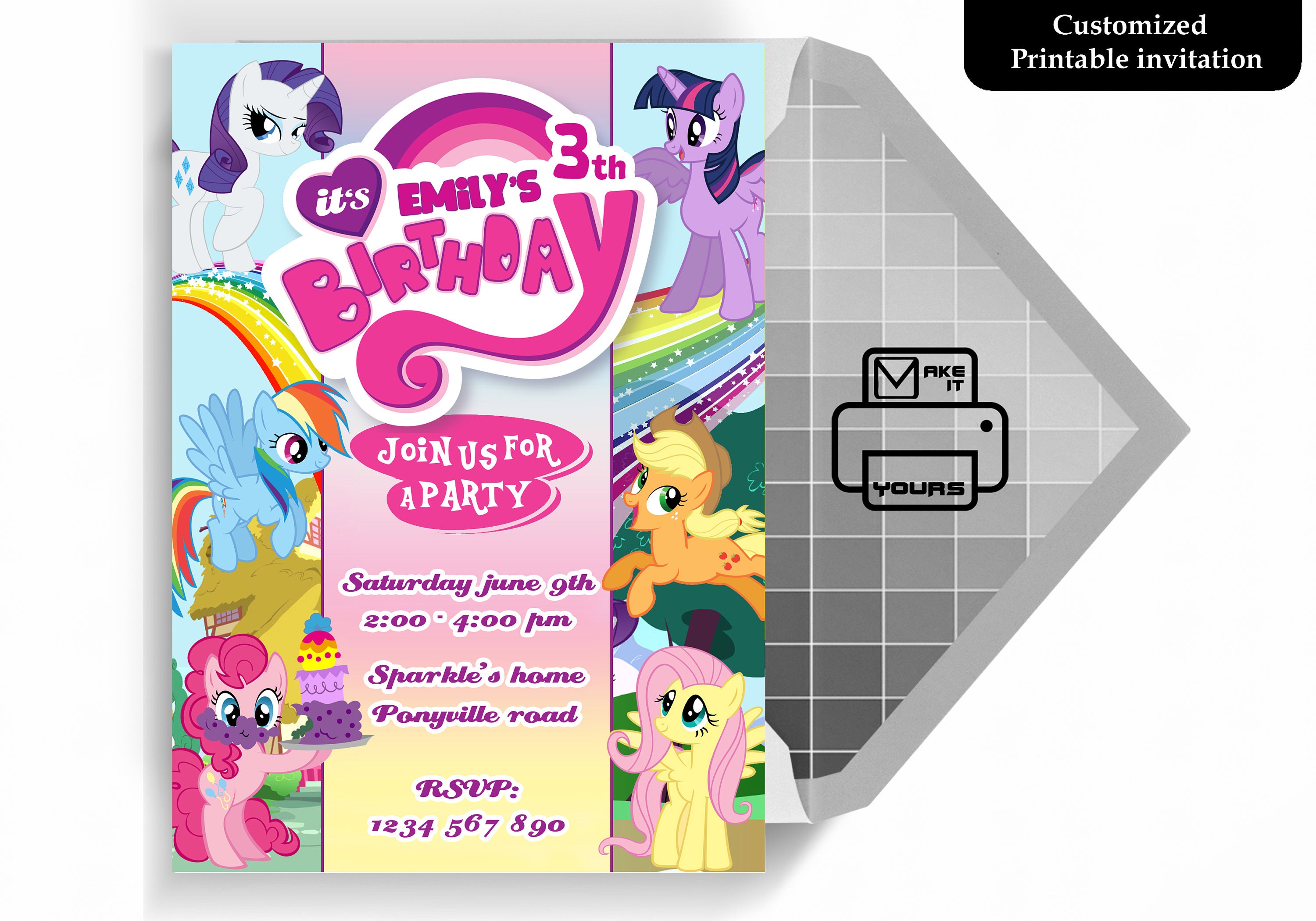 pequeña invitación pony, pequeño pony cumpleaños, pequeño pony Invitar, pequeño pony fiesta, pequeño pony imprimible, pequeñas tarjetas de pony, pony