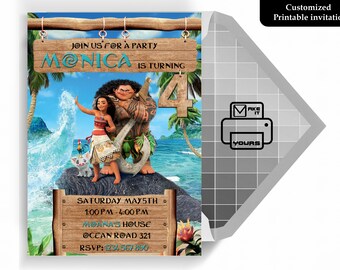 Vaiana Invitation Etsy Canada