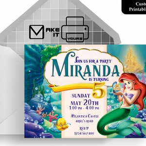 Petite sirène Invitation, petite sirène anniversaire, la petite sirène inviter, petite sirène fête, petite sirène imprimable, petite sirène