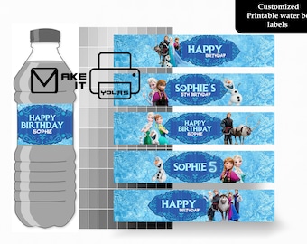 Frozen water bottle label, Frozen Birthday, Frozen Party, Frozen Printable, Frozen label, Digital bottle label, Frozen juice bottle
