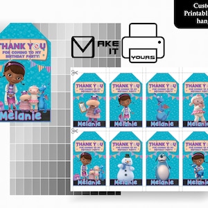 Etiqueta de agradecimento do Doc Mcstuffins, Aniversário do Doc Mcstuffins, Festa do Doc Mcstuffins, Doc Mcstuffins para impressão, Doc Mcstuffins Digital