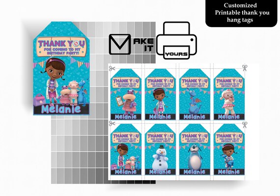 Doc Mcstuffins Thank You Hang Tag Doc Mcstuffins Birthday - Etsy Canada