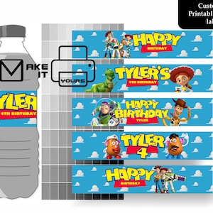 Spielzeug Geschichte Wasserflasche Etikett, Spielzeug-Geschichte Geburtstag, Toy Story Party, Spielzeug-Geschichte Printable, Spielzeug-Geschichte Digital, Digital-Flaschen-Etikett, personalisiert