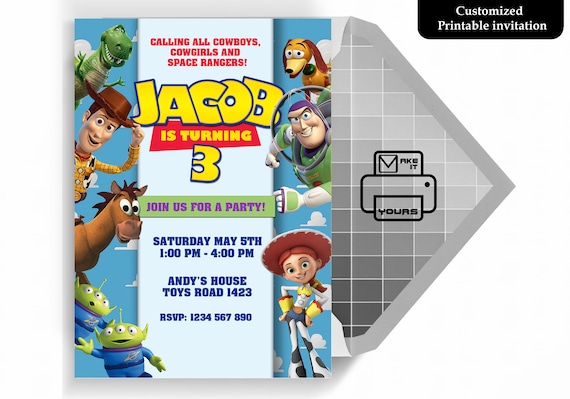 Toy Story Invitation, Toy Story Birthday, Toy Story Invite, Toy Story Party, Toy Story Printable, Toy Story Digital, Toy Story Card,ToyStory