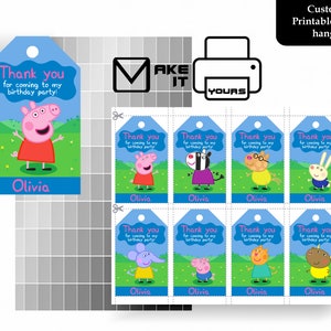 Peppa pig bedankje hang tag, Peppa Pig verjaardag, Peppa Pig Party, Peppa Pig afdrukbaar, Peppa Pig digitaal,, Digitale Hang Tag, Gepersonaliseerd