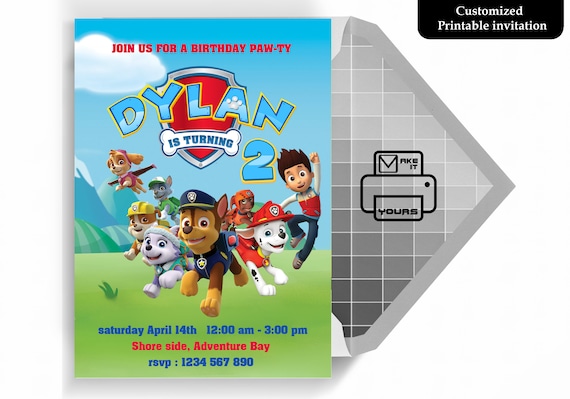 Paw Patrol Invitation Paw Patrol Birthday Paw Patrol Invite Etsy