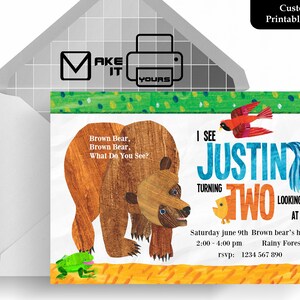 Ours brun en Invitation, anniversaire de l’ours brun, ours brun Invite, fête de l’ours brun, ours brun imprimable, numérique de l’ours brun, ours brun carte