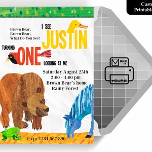 Ours brun en Invitation, anniversaire de l’ours brun, ours brun Invite, fête de l’ours brun, ours brun imprimable, numérique de l’ours brun, ours brun carte