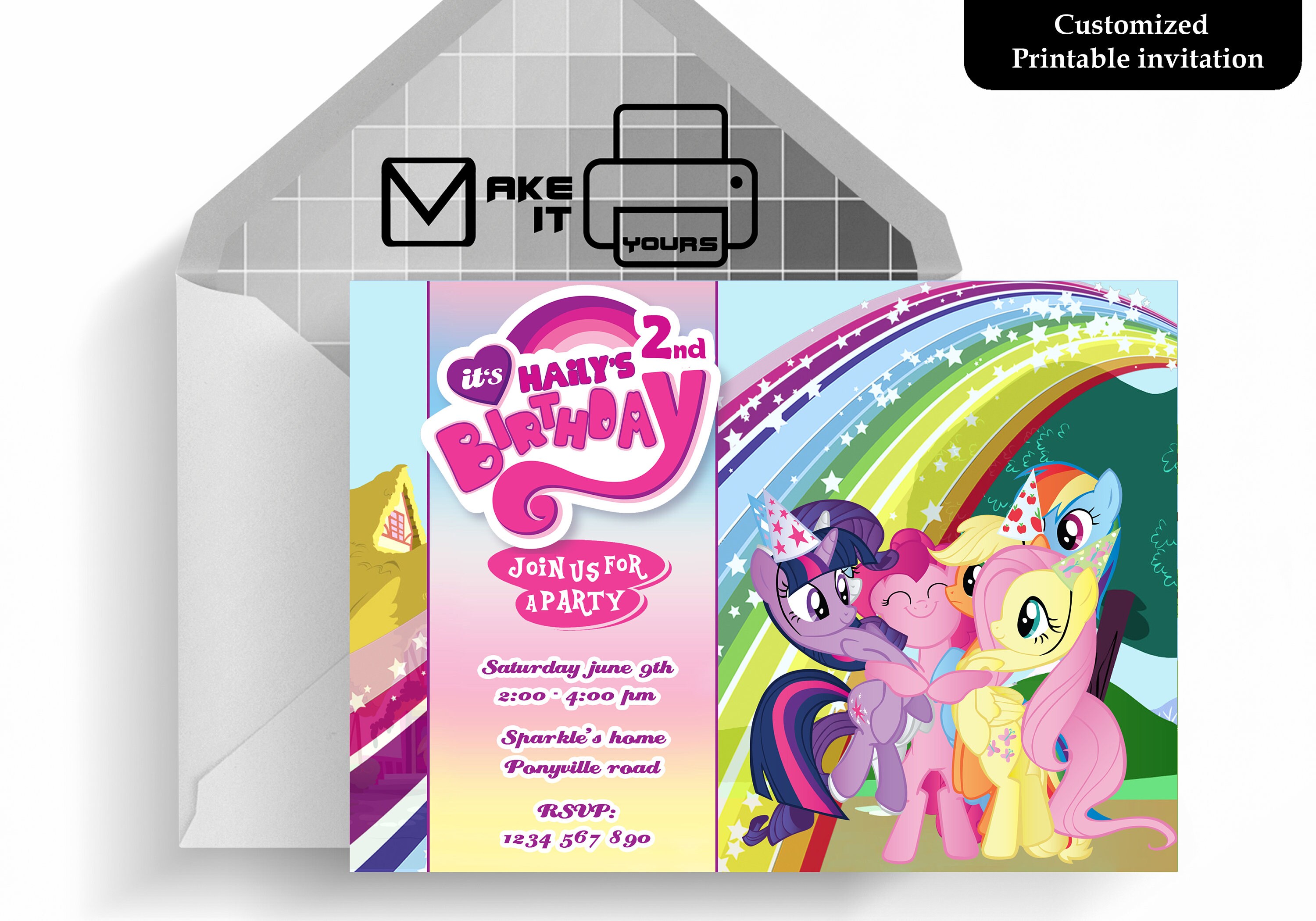 pequeña invitación pony, pequeño pony cumpleaños, pequeño pony Invitar, pequeño pony fiesta, pequeño pony imprimible, pequeñas tarjetas de pony, pony