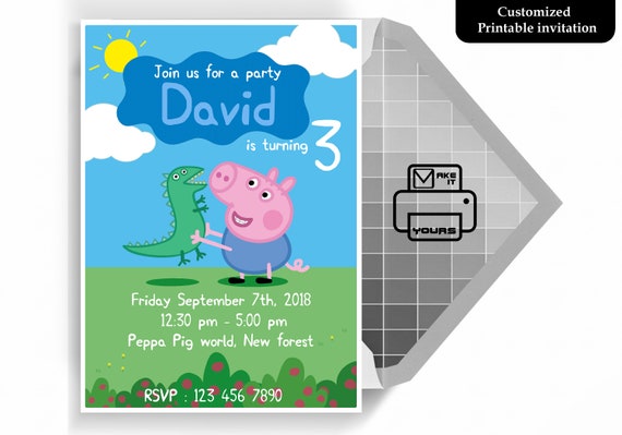 Peppa Pig Invitation Peppa Pig Anniversaire George Pig Etsy Peppa Pig Invitation Peppa Pig Anniversaire George Pig Etsy