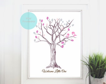 thumbprint tree printable  guestbook baby shower Fingerprint  Baby shower gift, Birthday, Family tree, boy or girl  digital file