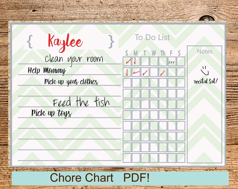Chore Chart Printable Reward For Girls And Boys Chart Reward Etsy