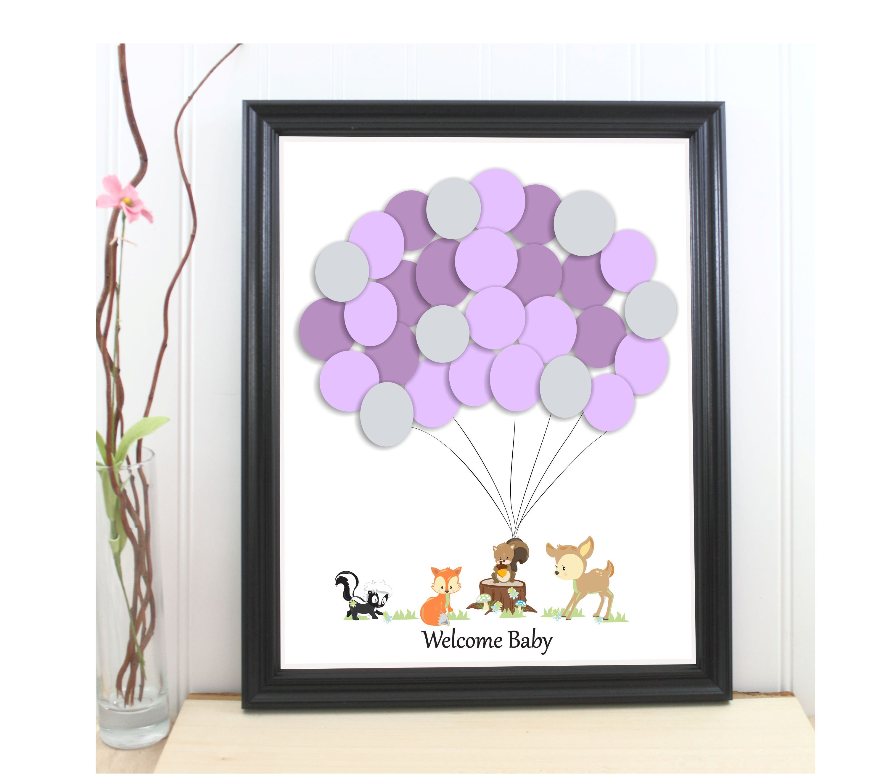 Woodland Baby Shower Guest Book Editable PDF Woodland Baby Gir Etsy