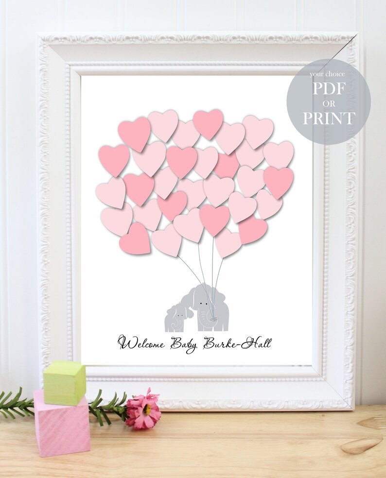 Guestbook Elephant Baby Shower Baby Boy Blue Gray Guestbook Etsy