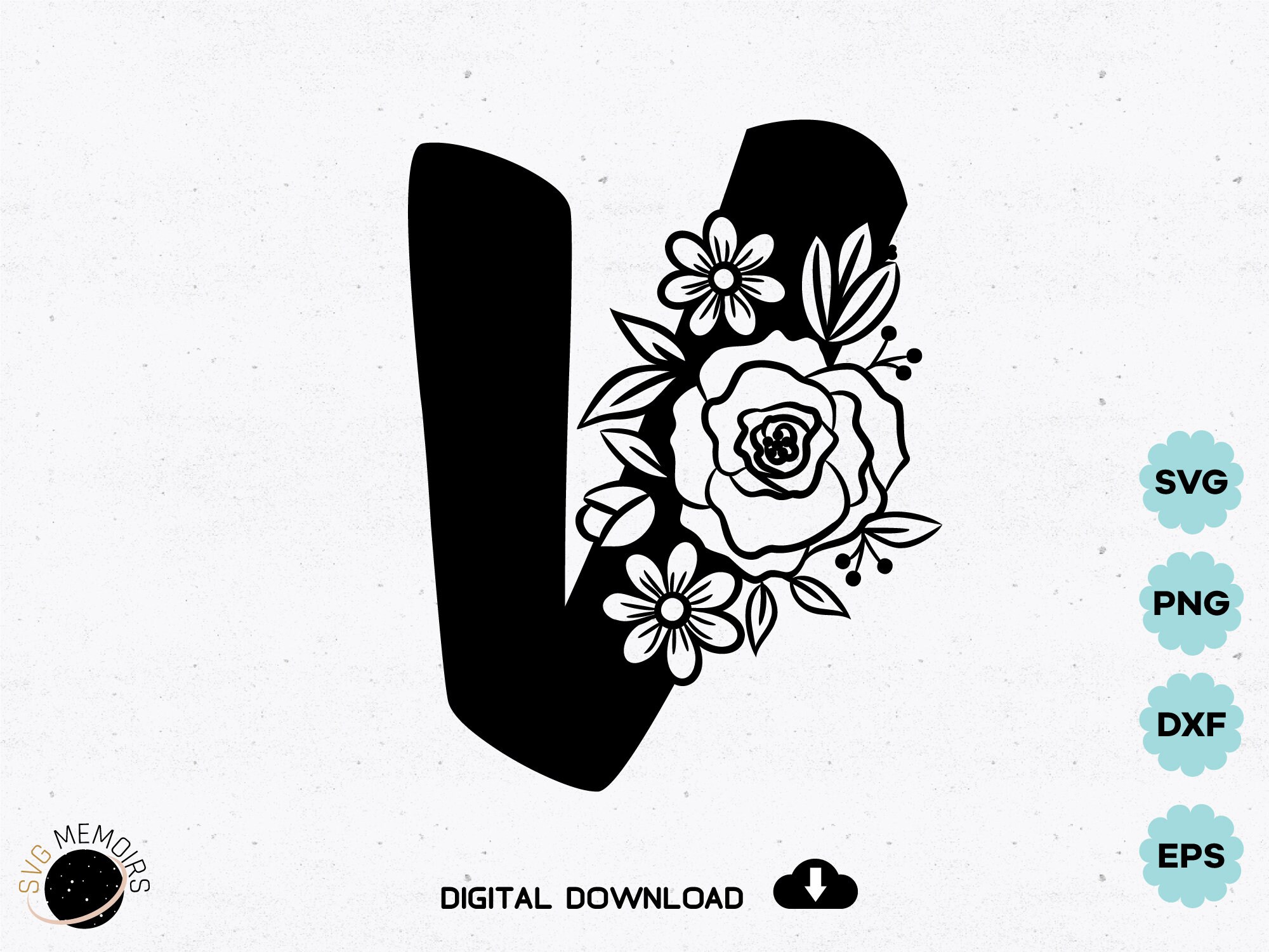 Download Floral Letter V SVG Alphabet botanical Monogram Letter V ...