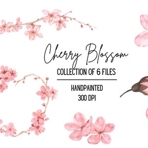 Kirschblüte, Hochzeit Clipart, Aquarell Clipart, Kirschblüte Kunst, Clipart Bundle, Wandkunst, Digitaler Planer, Digitaldrucke