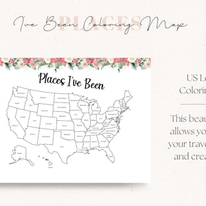 Travel Coloring Map Printable – “Places I’ve Been” World Map, Digital Travel Tracker, Vacation Memory Map, Travel Gift for Wanderlust Lovers