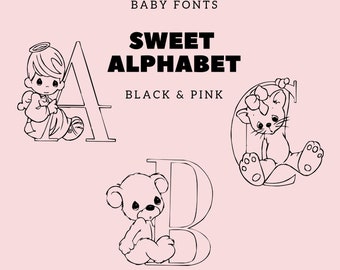 Baby Alphabet Clipart, Printable Teddy Bear Letters, Baby Invitations, Pink Foil Printable Alphabet, Toys alpabet