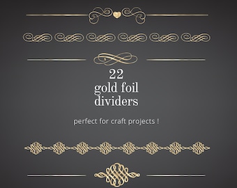 Gold Foil Page Dividers: Hand-drawn Borders (PNG)