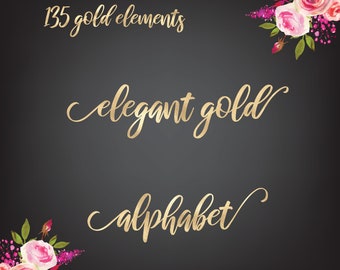 Gold alphabet, Brush font, Gold foil alphabet, Gold letters clipart, Gold numbers, Gold alphabet clipart, Printable alphabet