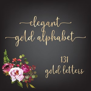 Alfabeto dorado, imágenes prediseñadas de letras doradas, alfabeto decorativo