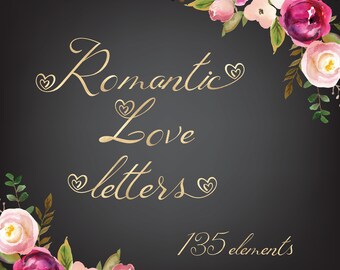 Heart alphabets, Gold foil alphabet, Romantic gold letters clipart, Gold numbers, Gold font, Gold alphabet clipart,