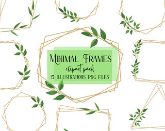 Aquarell Rahmen: Botanisches Clipart-Set (PNG)