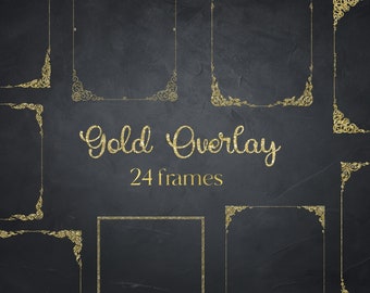 Gold Wedding Frames, Gold Frames Clipart, Geometric Gold Frame