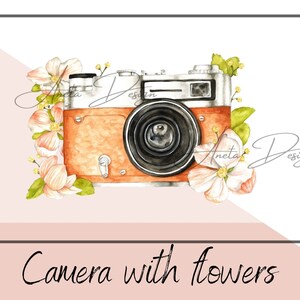 Appareil photo aquarelle, appareil photo rétro, appareil photo mariage bohème, cadeau photographe