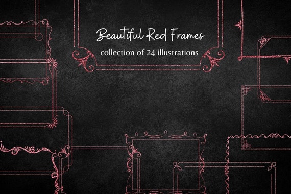 Red Glitter Frames Collection - Etsy
