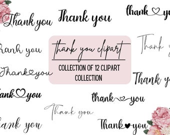 Raccolta di clipart di ringraziamento: SVG, PNG, (download digitale)