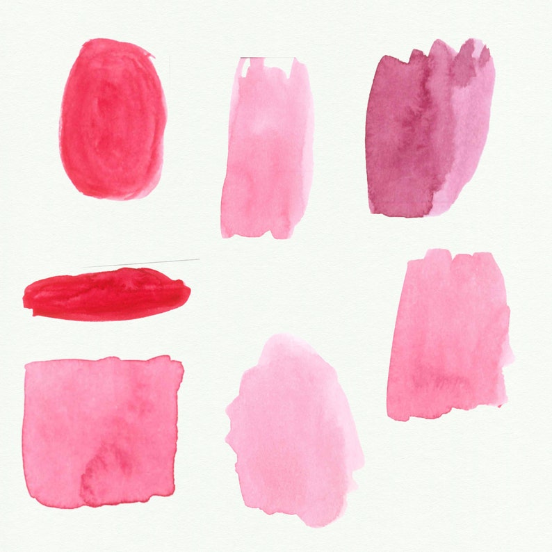 Light Pink Watercolor splash clipart, Pink watercolor brush strokes, Watercolor splotches, Logo watercolor elements image 7