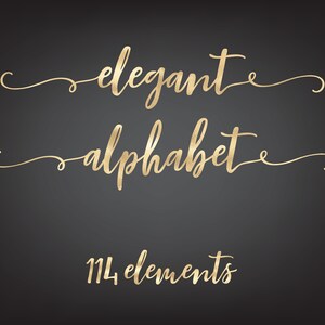 Gold Foil Alphabet, Gold Letters Clipart, Decorative Alphabet