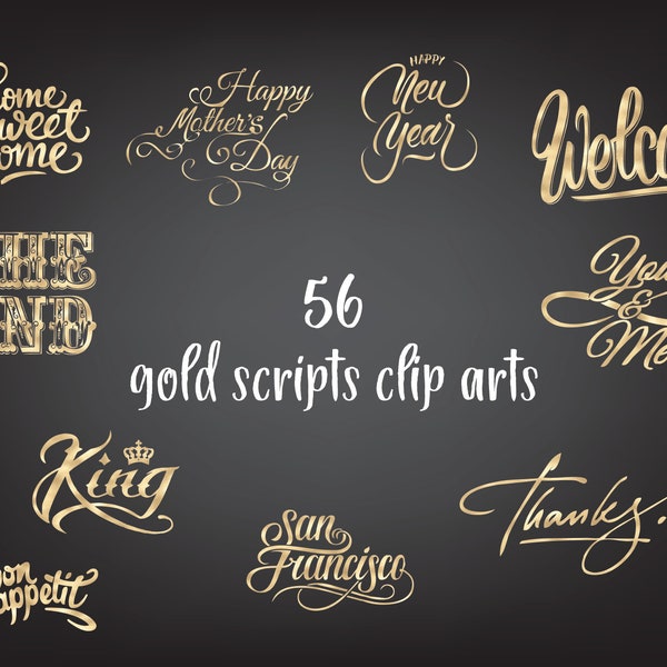 Gold Catchwords, Gold text ornaments, Lettering Overlays, Gold Overlays, Gold fonts, Gold quotes words overlay