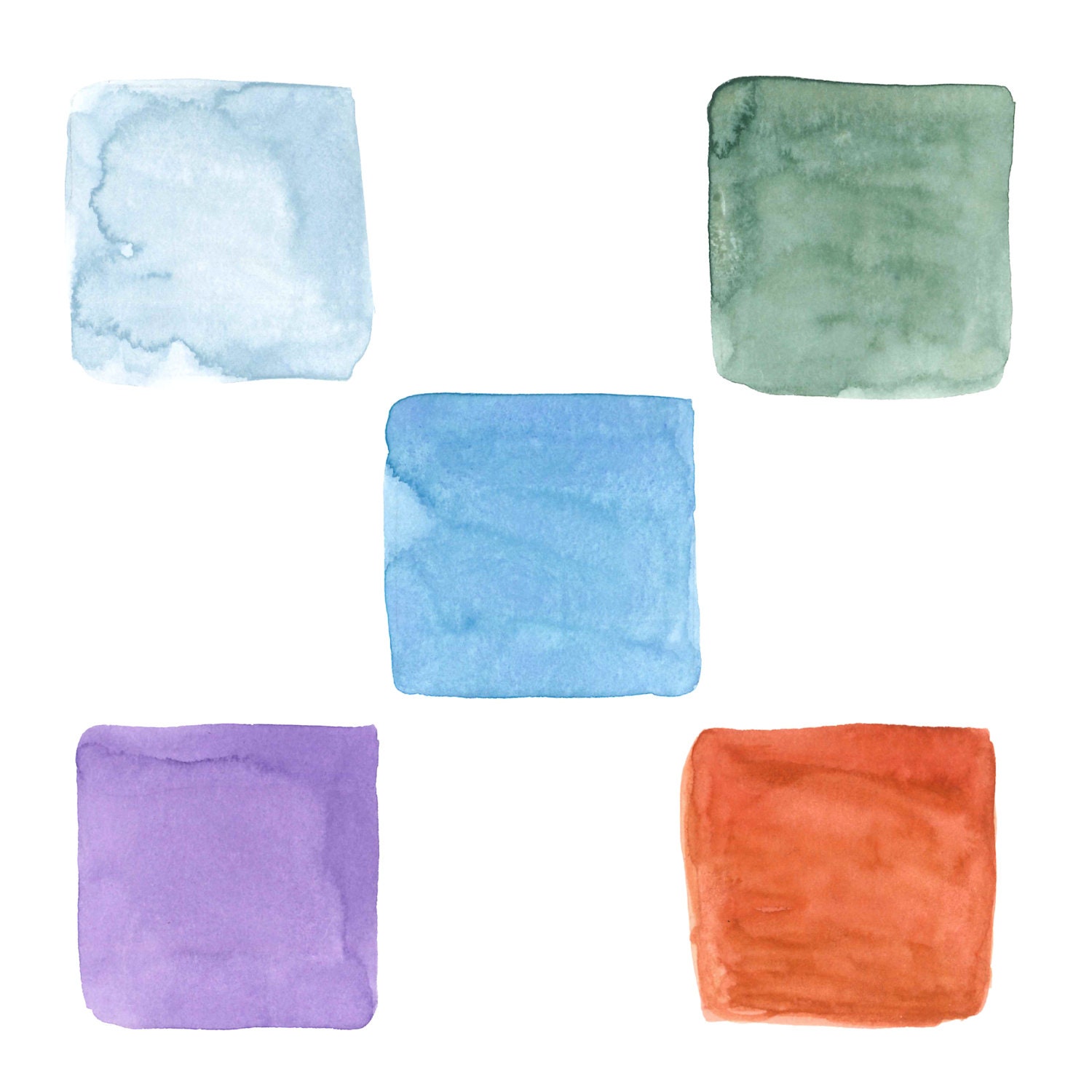 20 Handpainted Watercolor Squares Watercolor Colorful Etsy